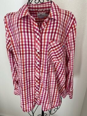 Vineyard Vines Pink Red Gingham Button-Down Shirt